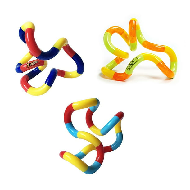 Pack of 2 Tangle Jr Classic Yellow Fidget Item ADHD Toy Stress Reliever.